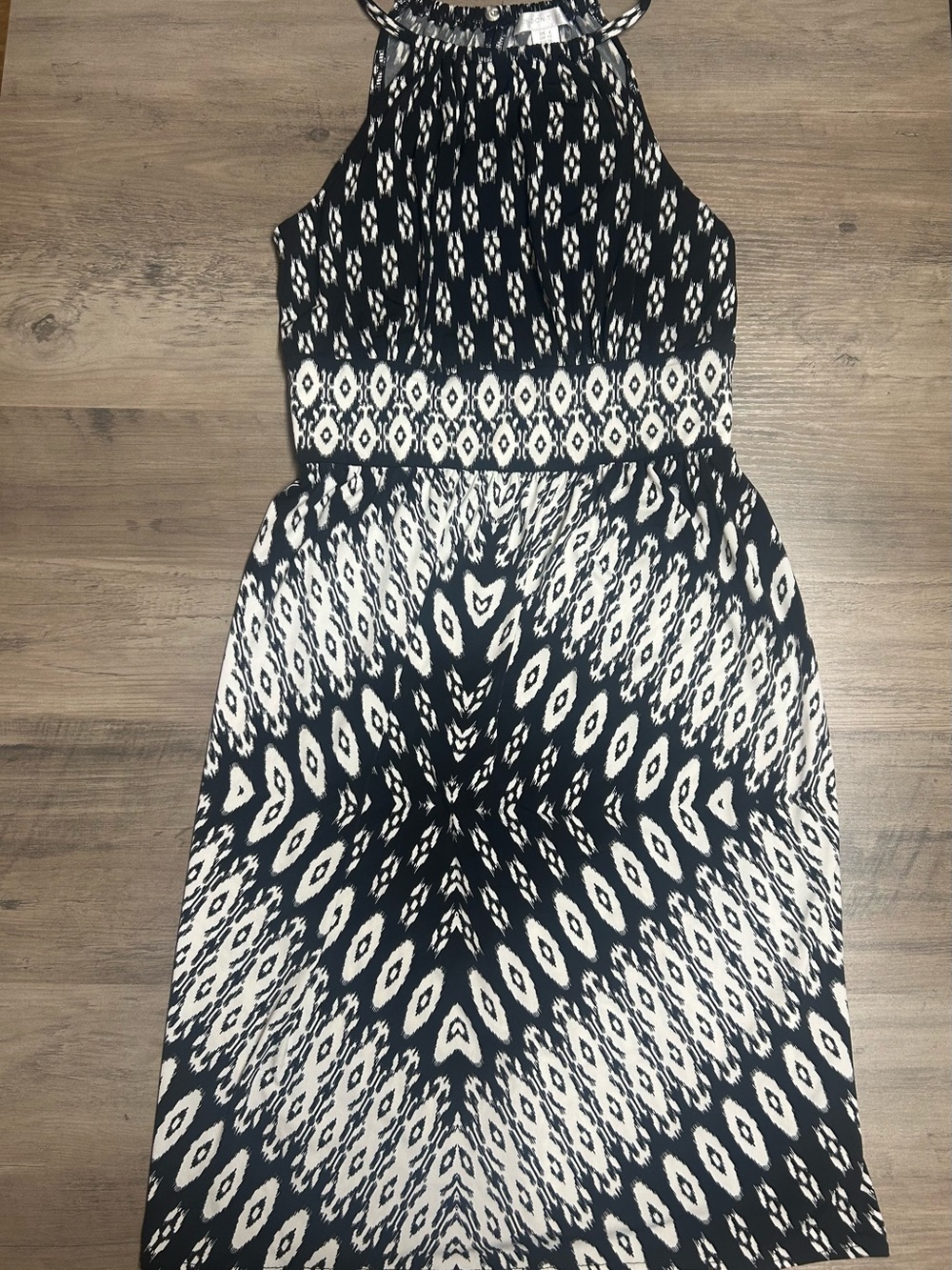 London Times Black and White Halter Maxi Dress